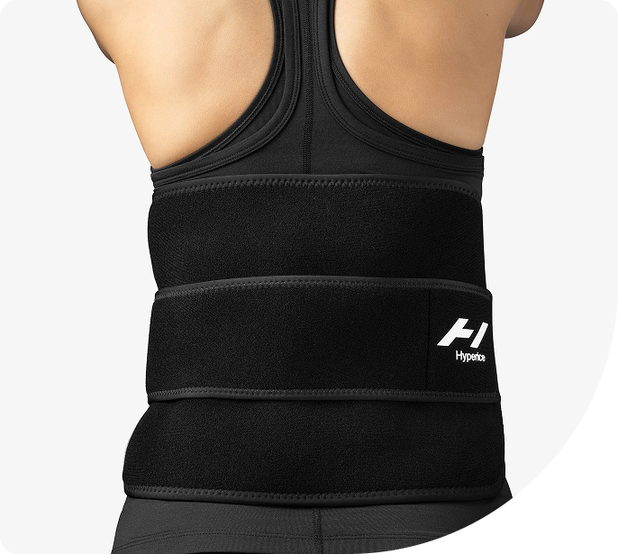 Hyperice Venom 2 Back heat and massage belt worn on a person's lower back, designed for muscle relief and recovery.